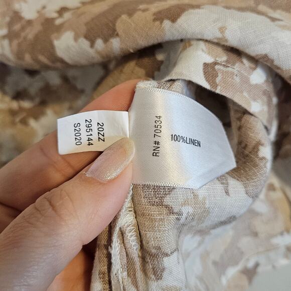 Orvis 100% Linen Popover Top Blouse Women's X-Large Casual Boho Chic Neutral - Picture 8 of 9